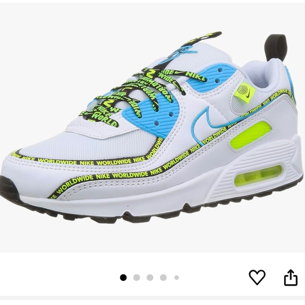 Nike air max 90 Kids white/ blue fury black bolt size 6 1/2